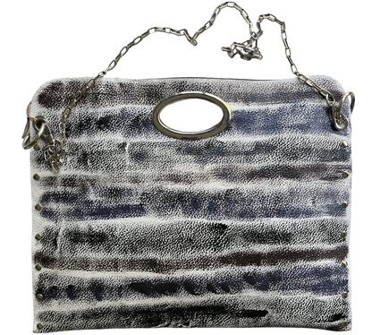 One-of-a-Kind Hand-Painted Abstract Leather Handbag