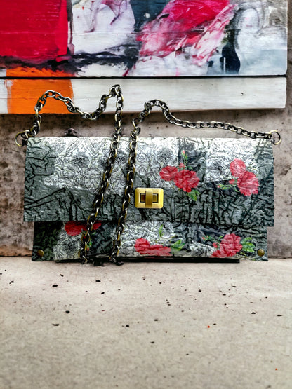 Eco-Friendly Upcycled Crossbody - Roses are Red