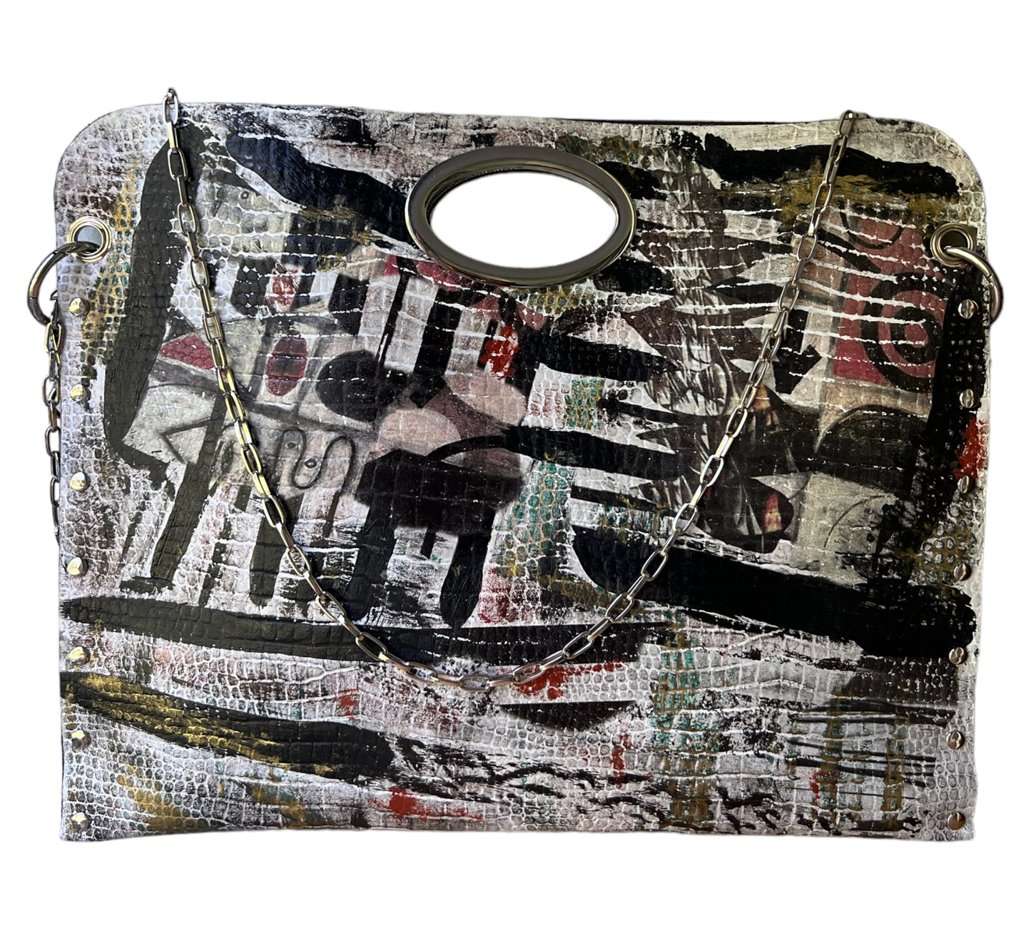 Hand-Painted Two-Sided Leather Handbag