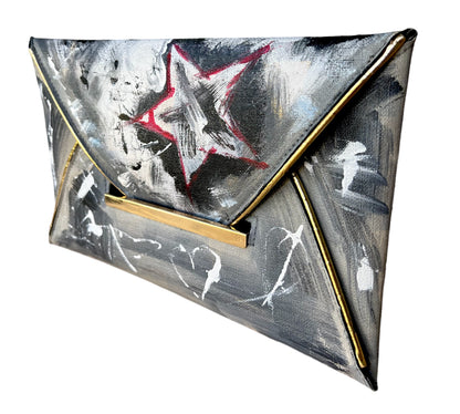Hand-Painted Faux Leather Envelope Clutch Bag *