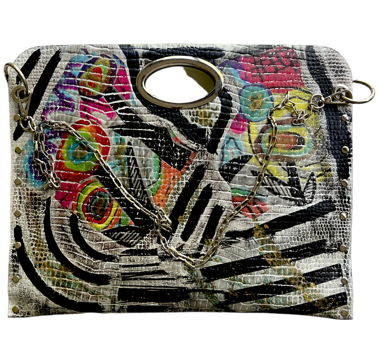 Hand-Painted Two-Sided Leather Handbag