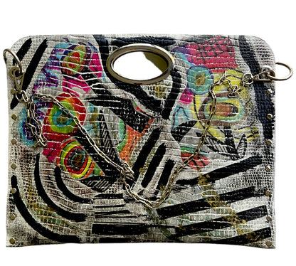 Hand-Painted Two-Sided Leather Handbag