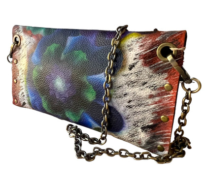 Crossbody Leather Abstract Painted Handbag