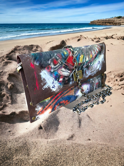 Brown Suede Embellished with Abstract Painting