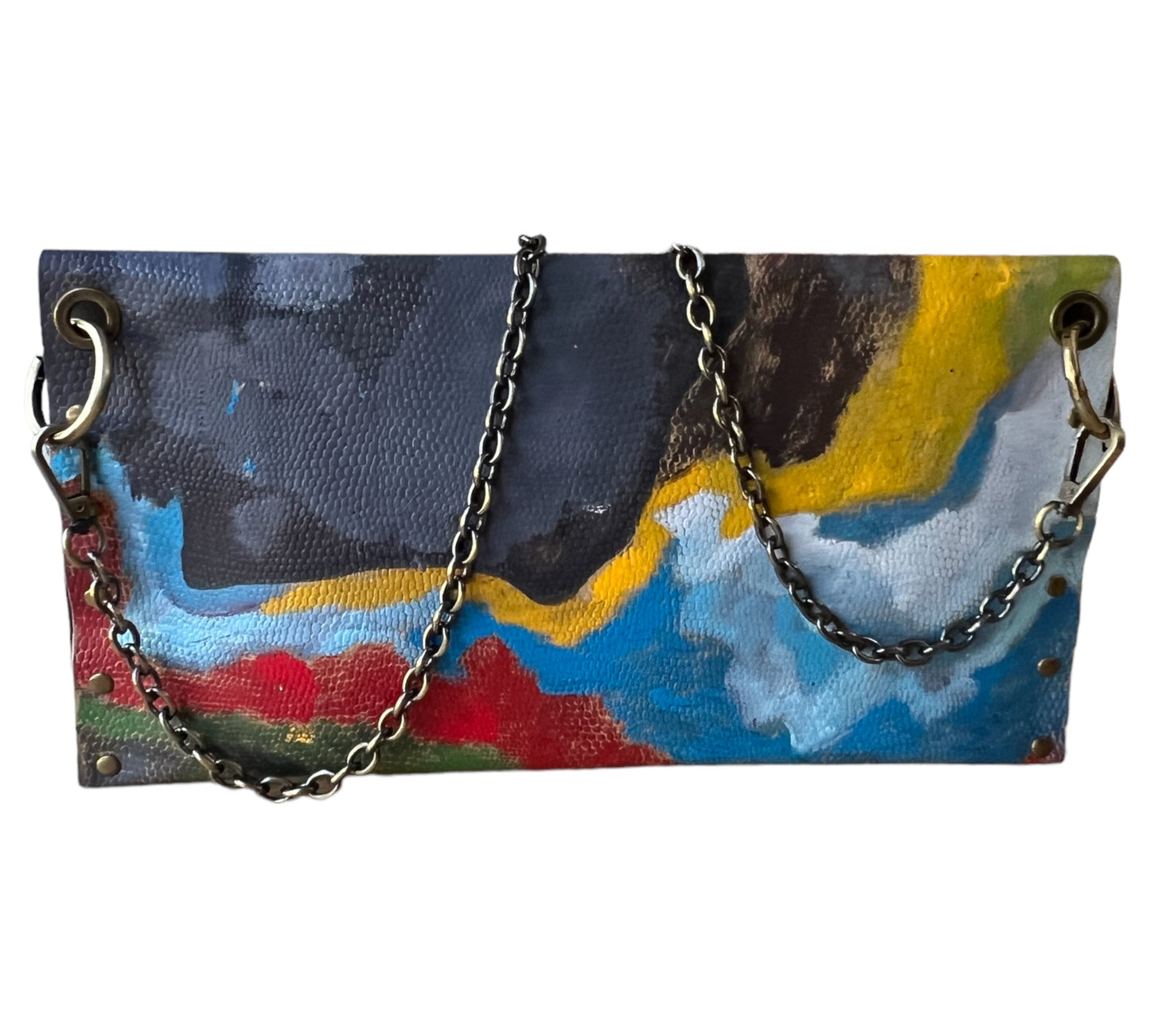 Leather Hand-Painted Abstract Crossbody