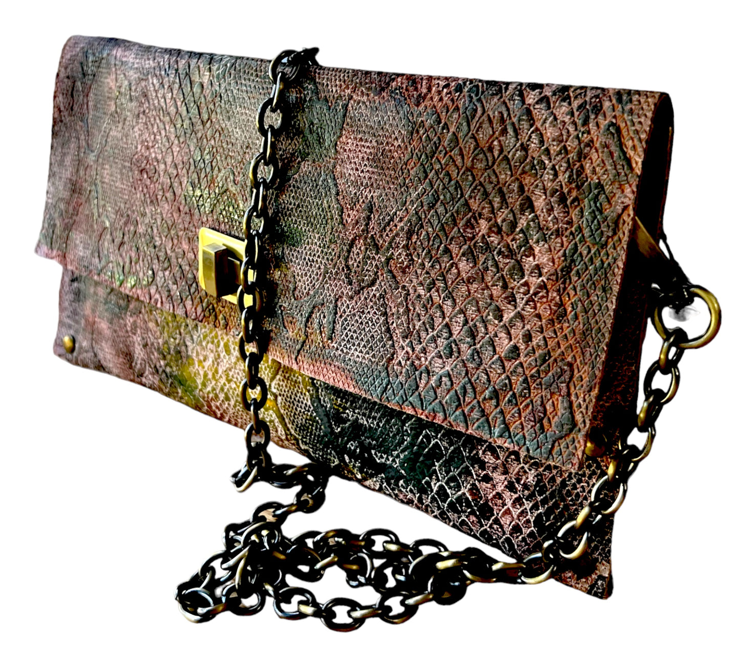 Multicolor Snakeskin Purse