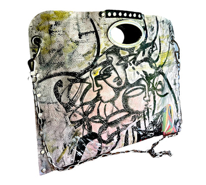 Hand-Painted Two-Sided Leather Handbag *