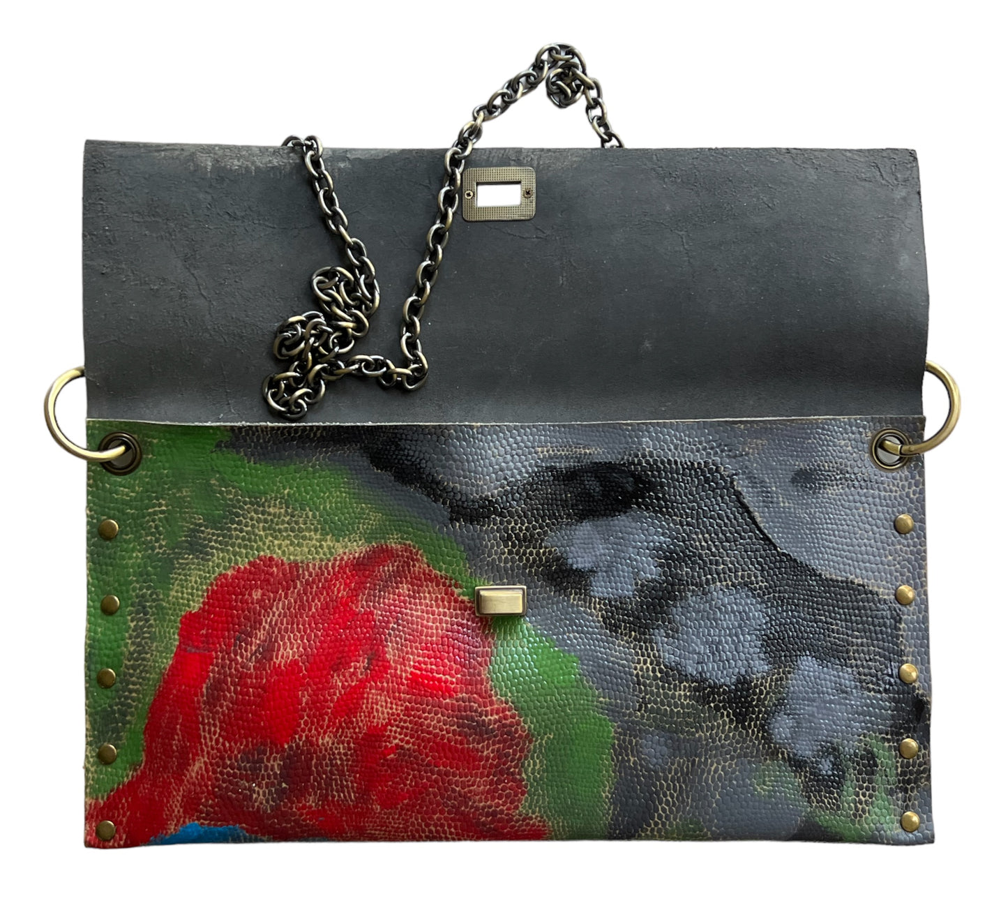 Leather Hand-Painted Abstract Crossbody