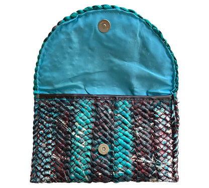Turquoise Straw Clutch Envelope