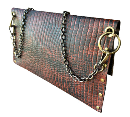 Brown Leather Crossbody Hand Painted Leather Bag