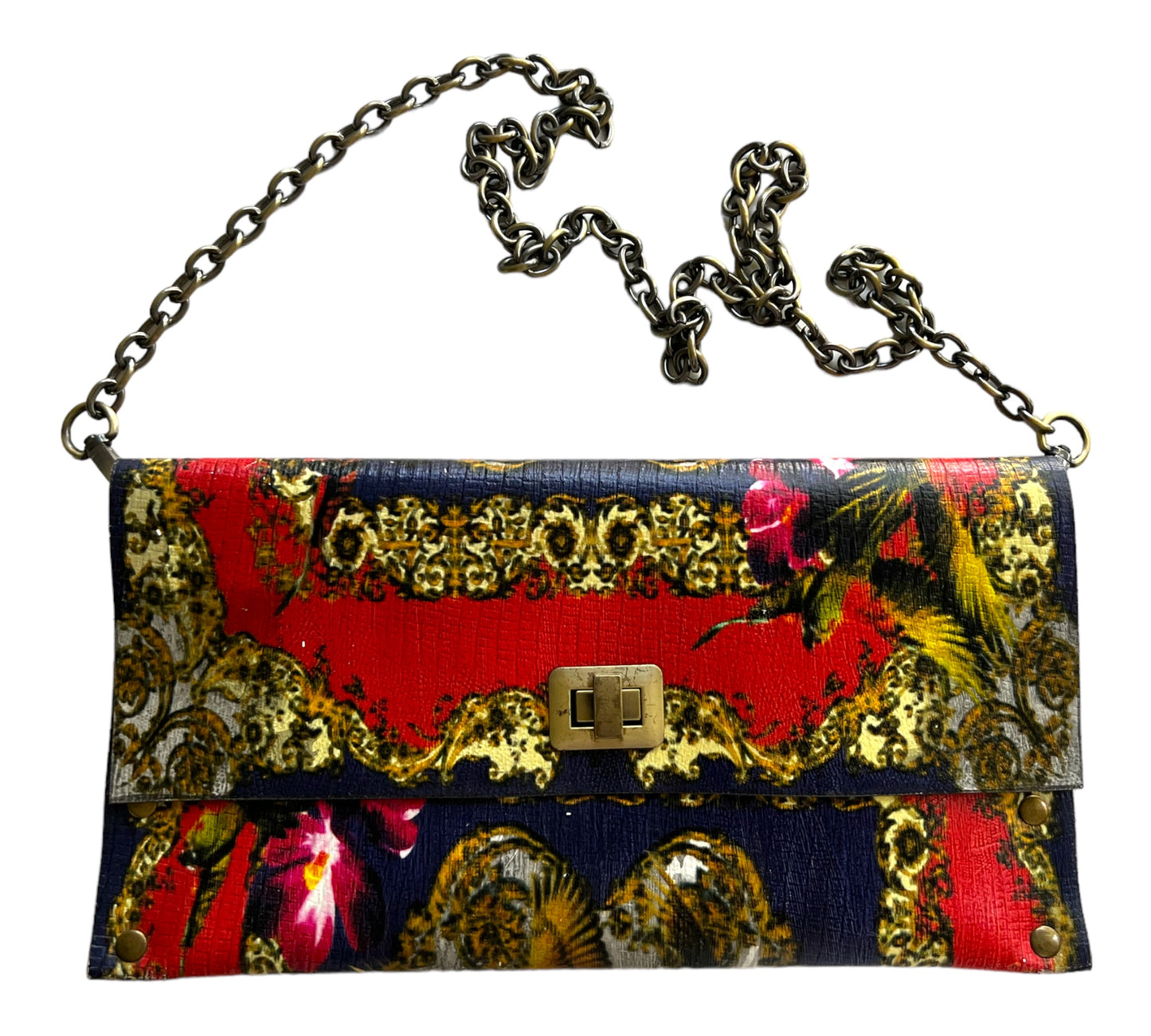 Red Blue Design Leather Purse