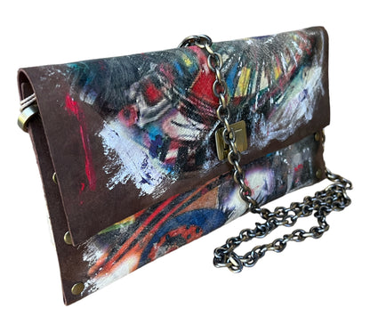 Brown Suede Embellished with Abstract Painting