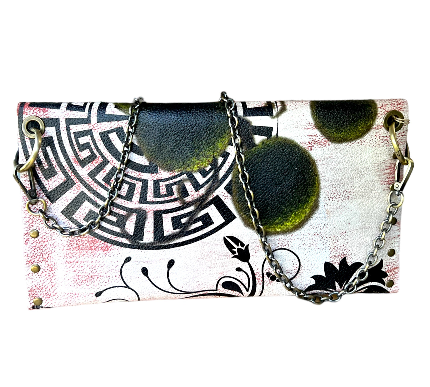 Greek Inspired Painted Clutch Bag