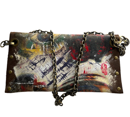 Brown Suede Embellished with Abstract Painting