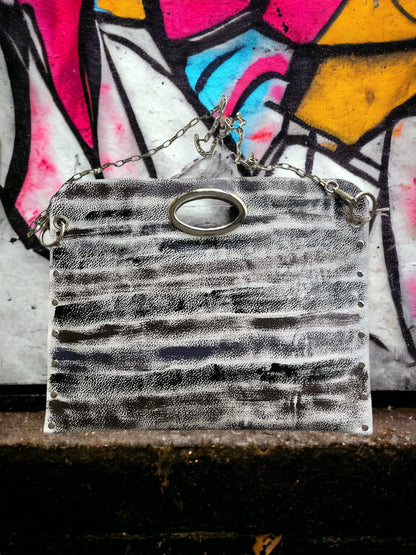One-of-a-Kind Hand-Painted Abstract Leather Handbag