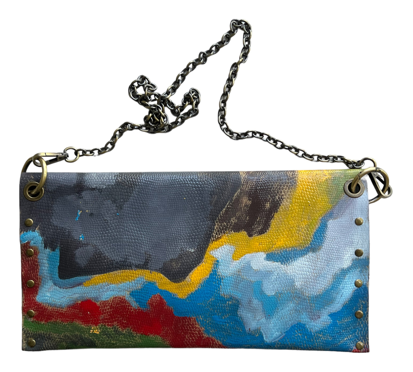 Leather Hand-Painted Abstract Crossbody