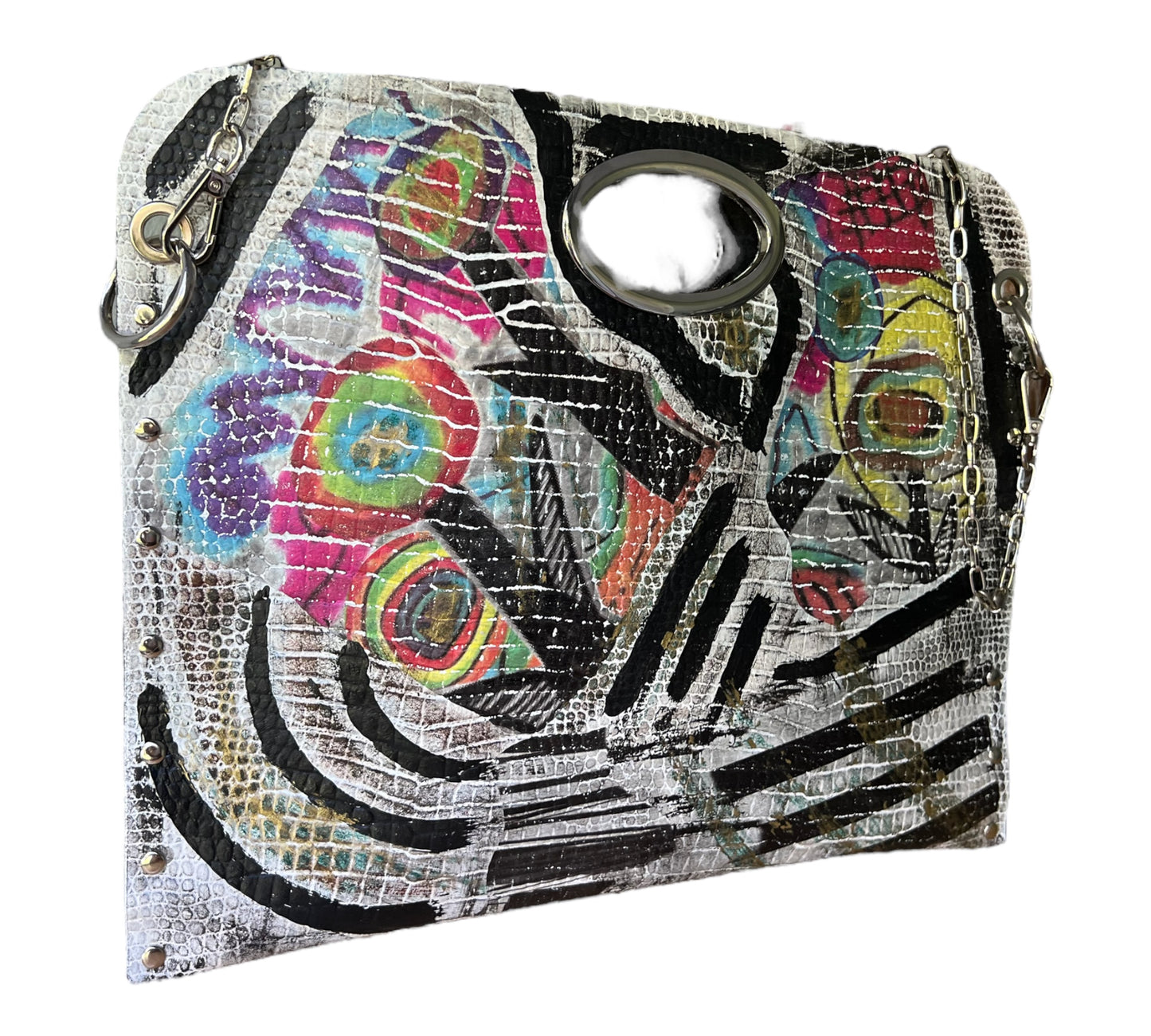 Hand-Painted Two-Sided Leather Handbag