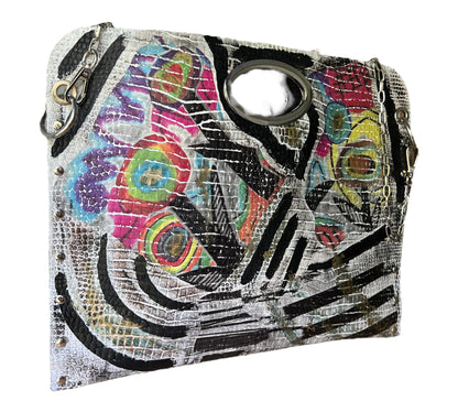 Hand-Painted Two-Sided Leather Handbag