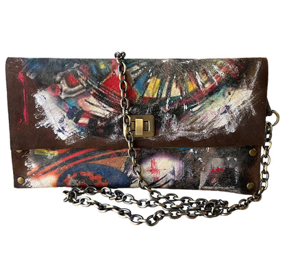 Brown Suede Embellished with Abstract Painting