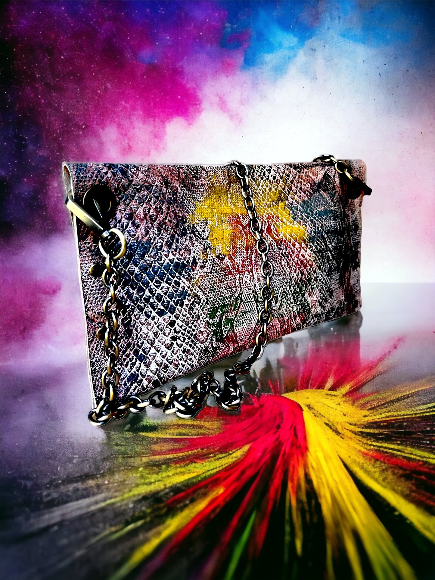 Multicolor Snakeskin Purse