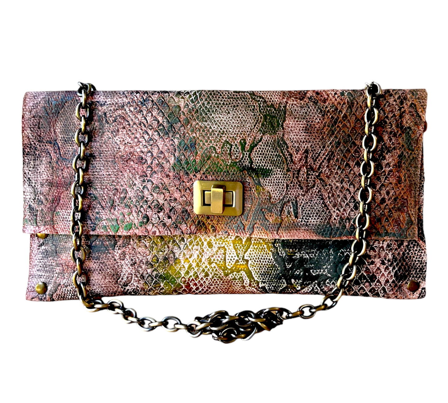 Multicolor Snakeskin Purse