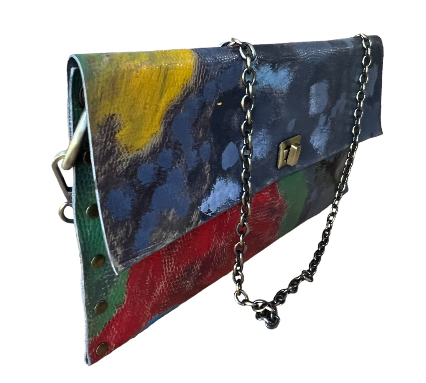 Leather Hand-Painted Abstract Crossbody