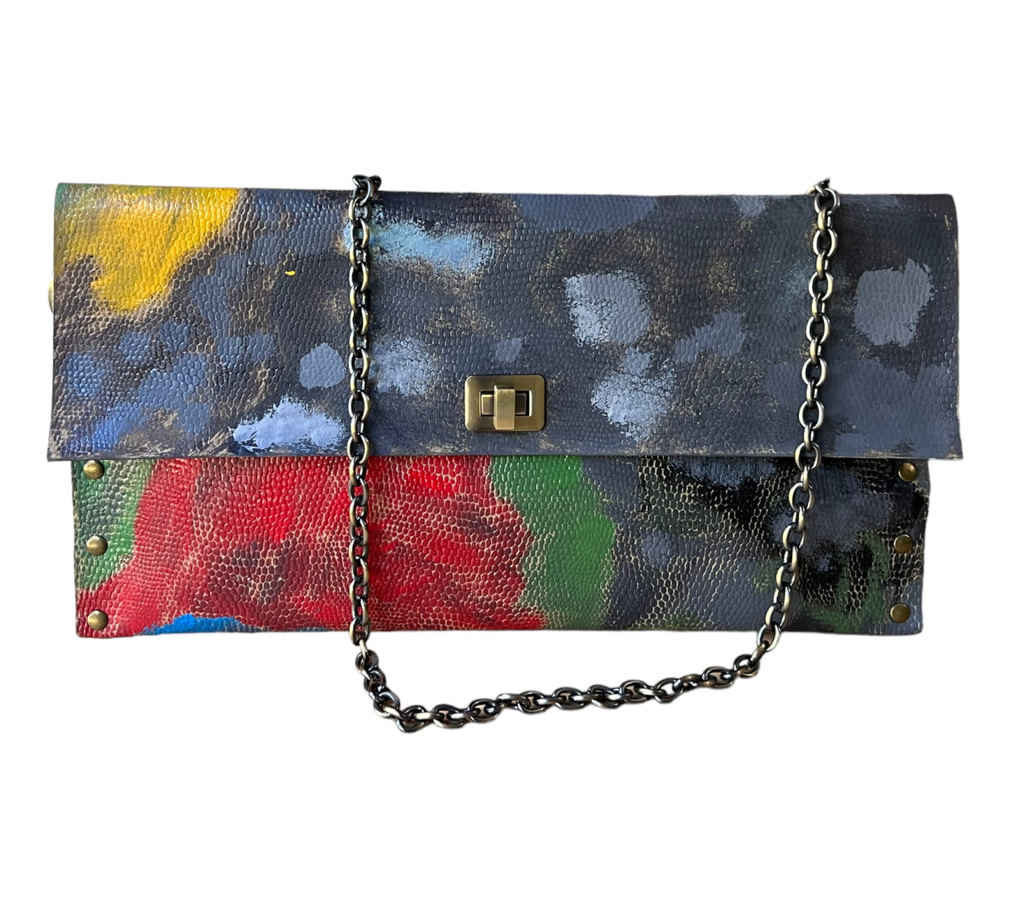 Leather Hand-Painted Abstract Crossbody