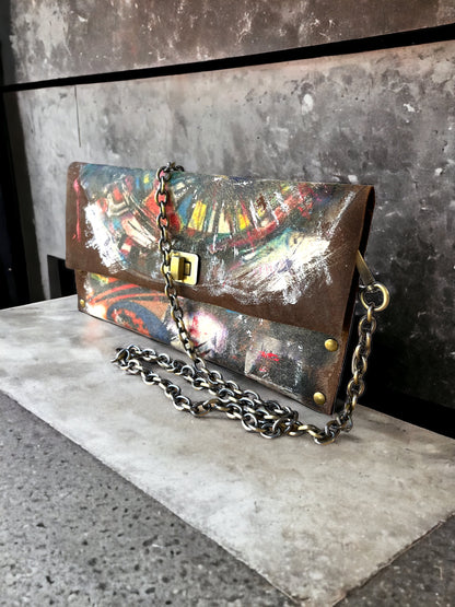 Brown Suede Embellished with Abstract Painting