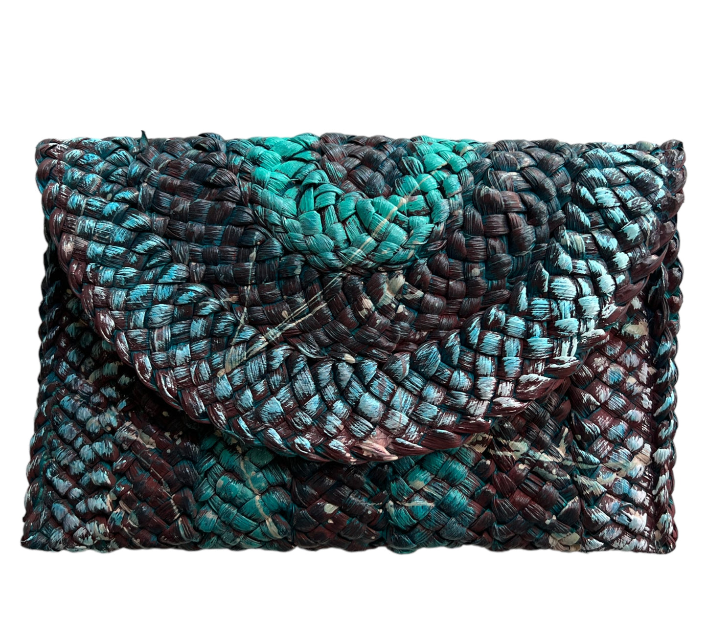 Turquoise Straw Clutch Envelope