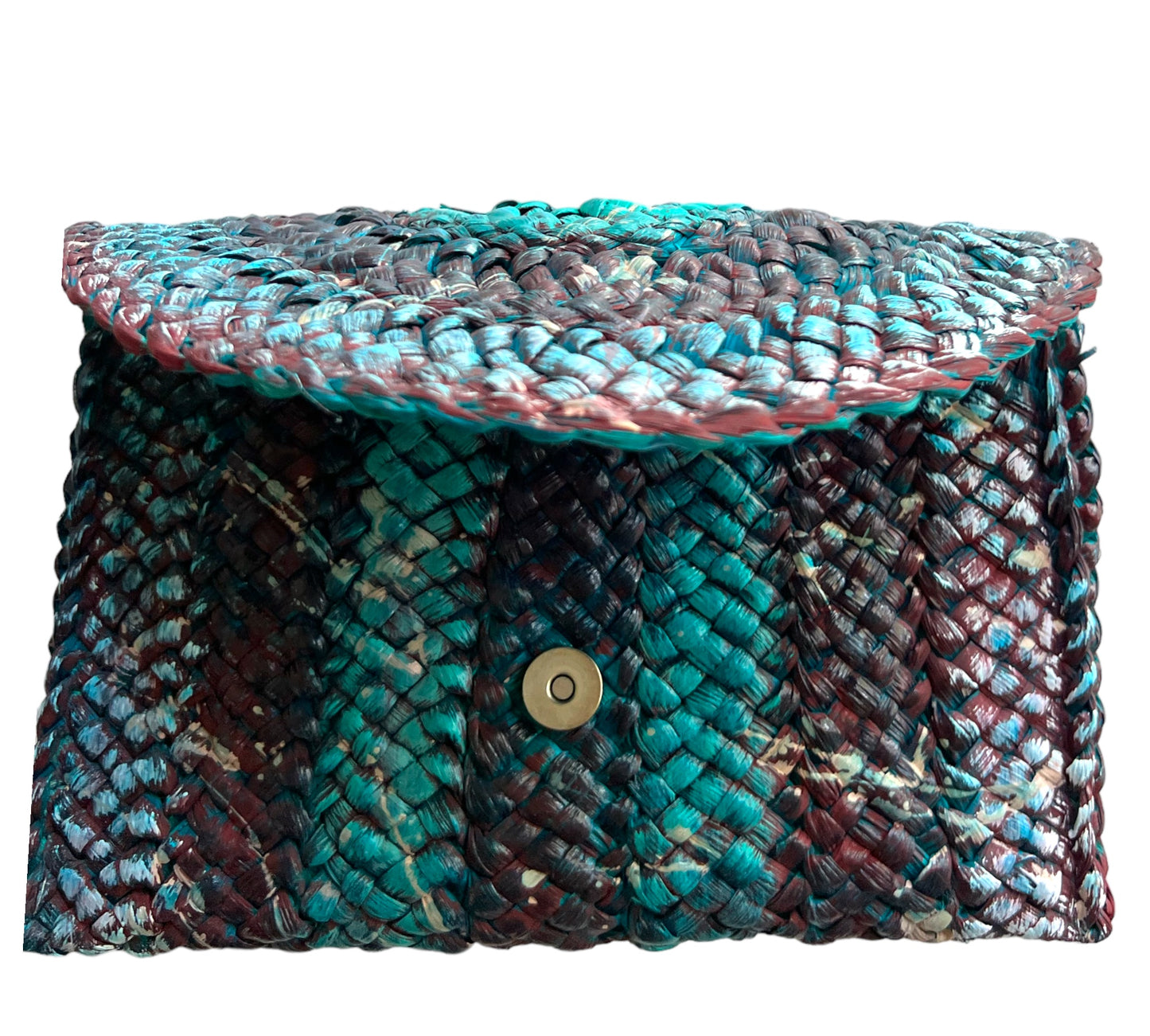 Turquoise Straw Clutch Envelope