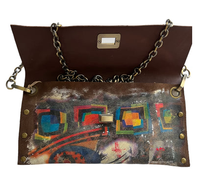 Brown Suede Embellished with Abstract Painting