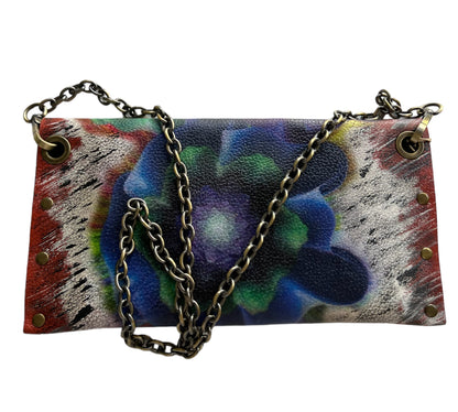Crossbody Leather Abstract Painted Handbag