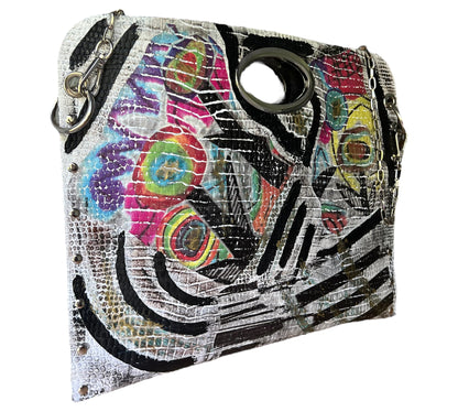 Hand-Painted Two-Sided Leather Handbag