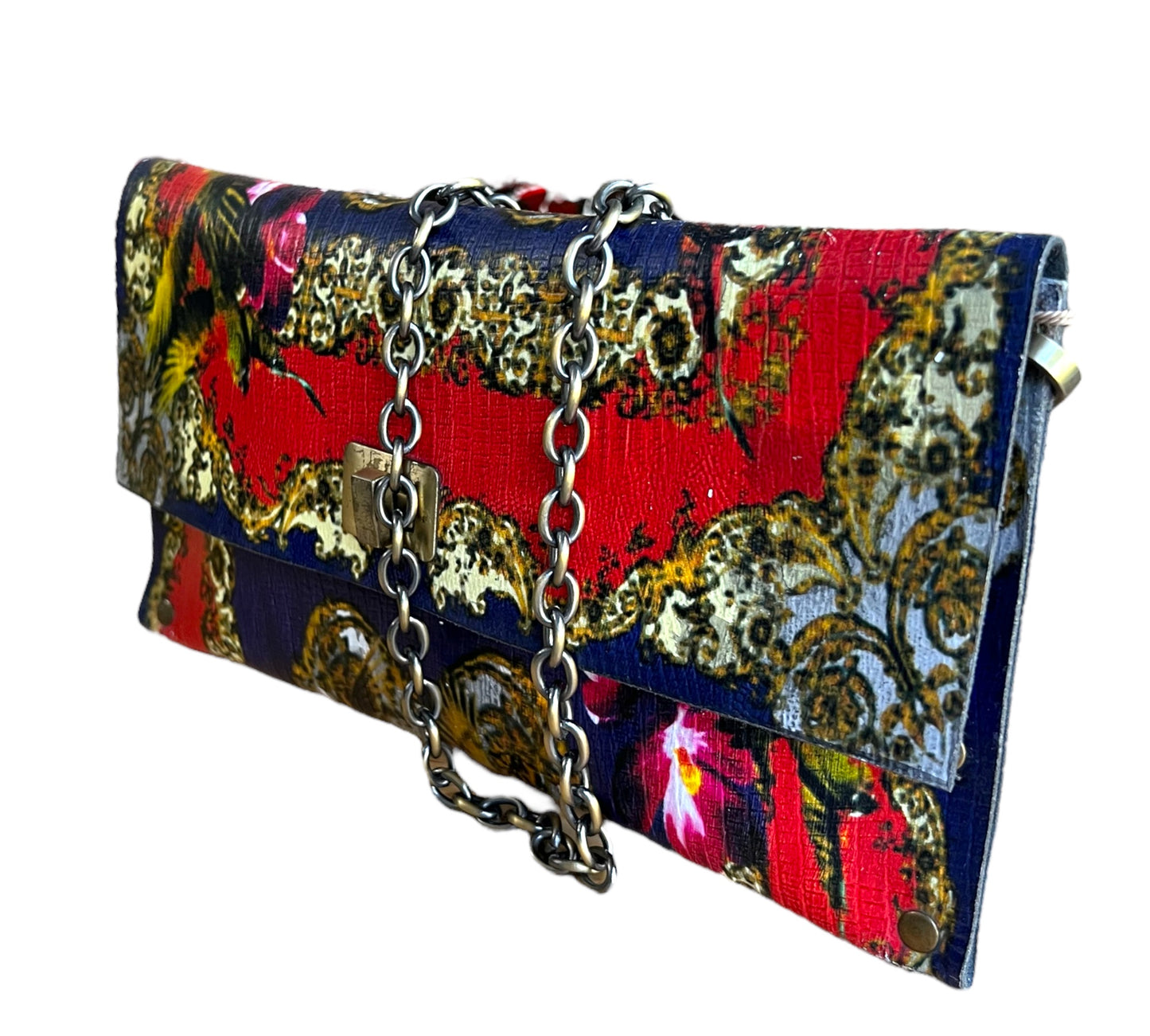 Red Blue Design Leather Purse