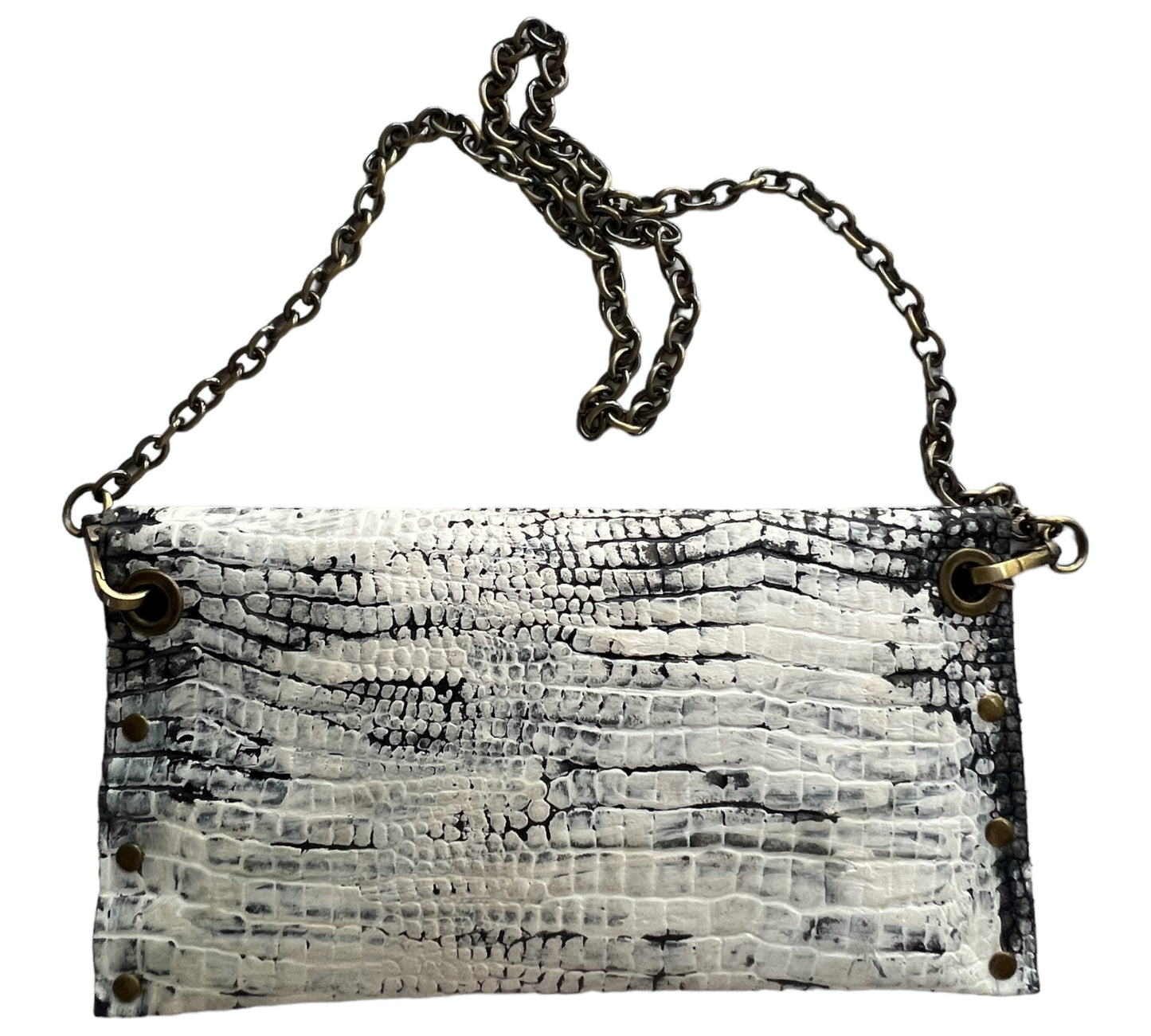 White Embellished Painted Handbag