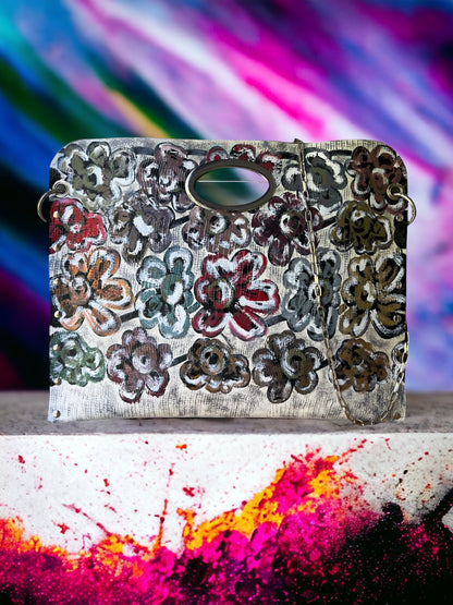 Hand-Painted Floral Leather Handbag *