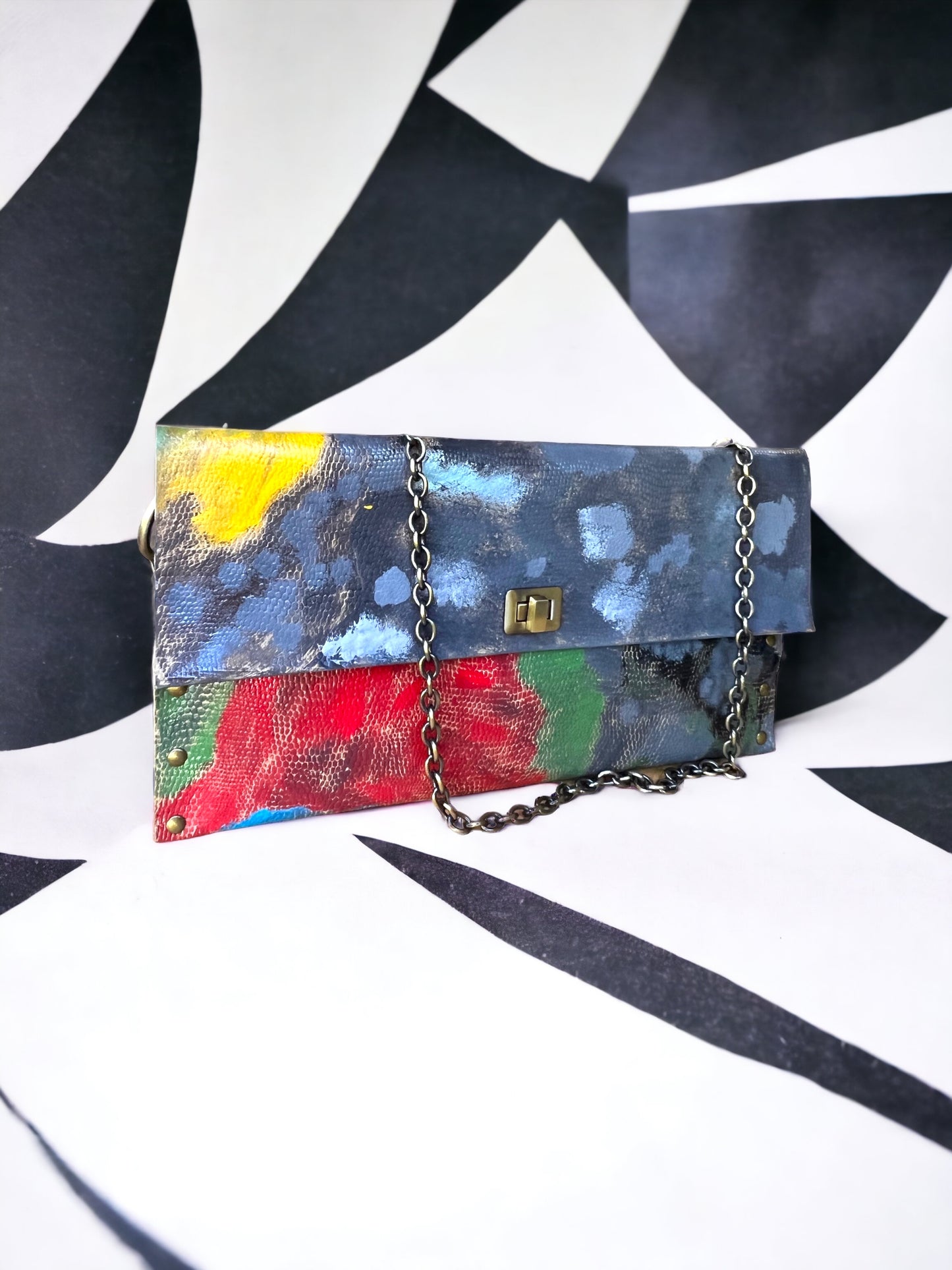 Leather Hand-Painted Abstract Crossbody