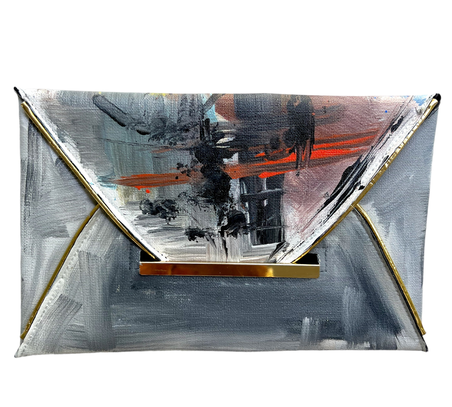 Pu Leather Clutch Abstract Hand-Painted Bag