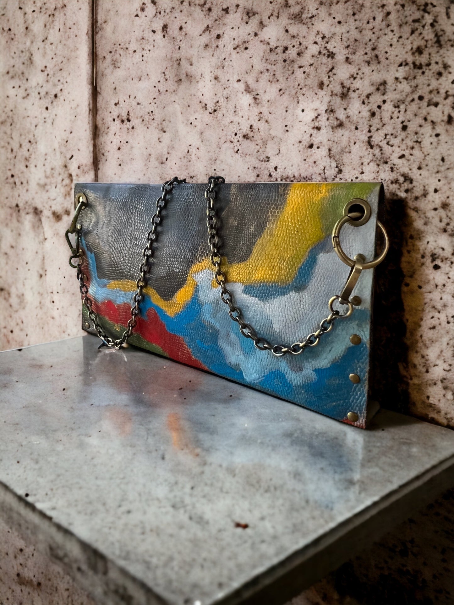 Leather Hand-Painted Abstract Crossbody