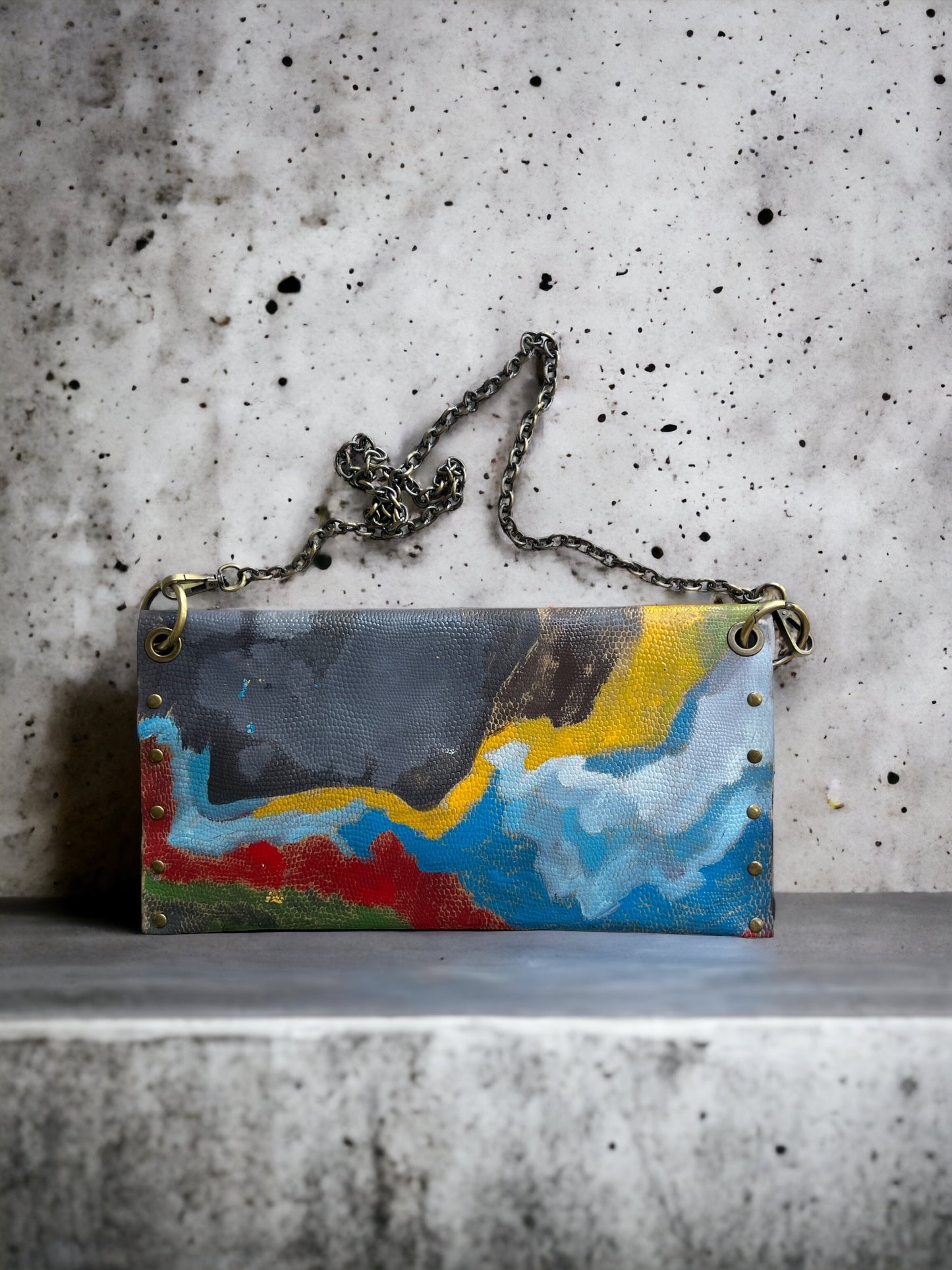 Leather Hand-Painted Abstract Crossbody