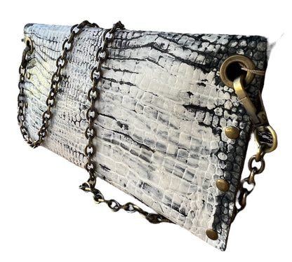 White Embellished Painted Handbag