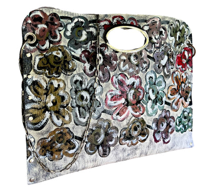 Hand-Painted Floral Leather Handbag *