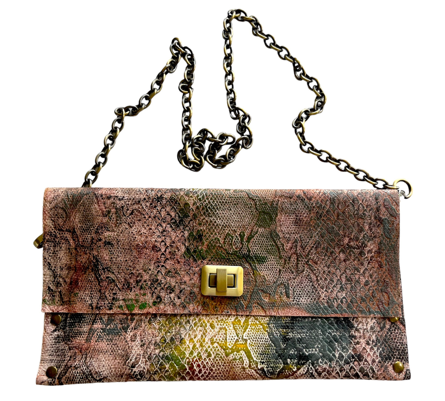 Multicolor Snakeskin Purse