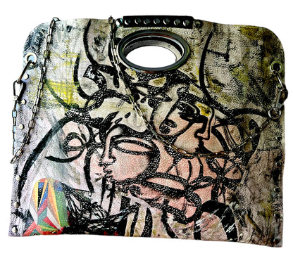 Hand-Painted Two-Sided Leather Handbag *