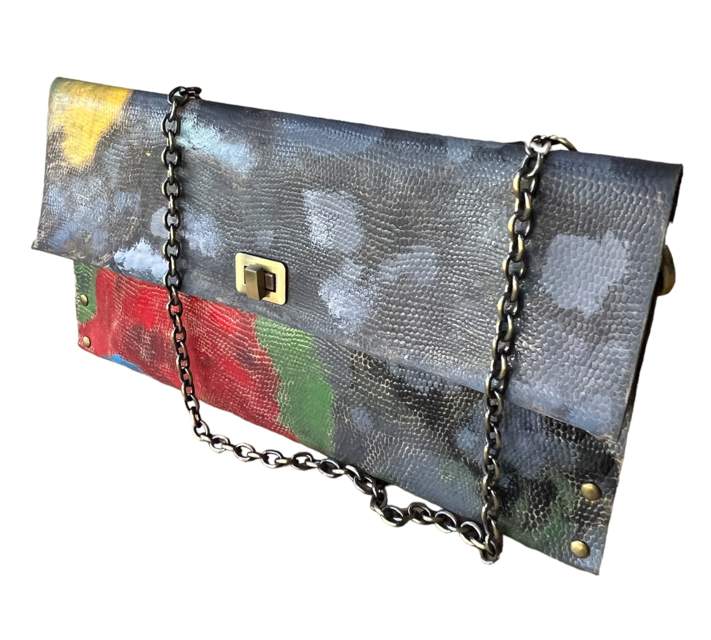 Leather Hand-Painted Abstract Crossbody