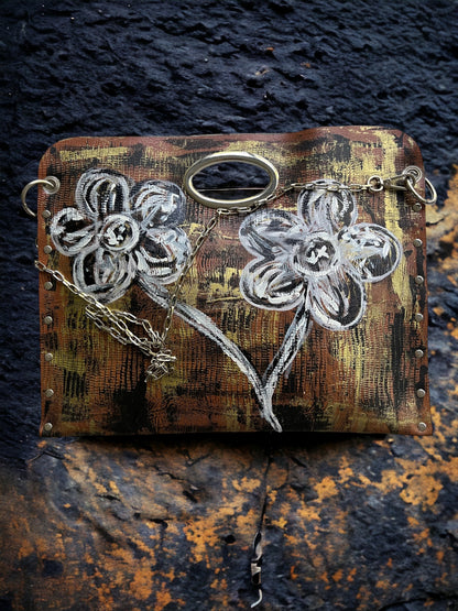 Hand-Painted Floral Leather Handbag