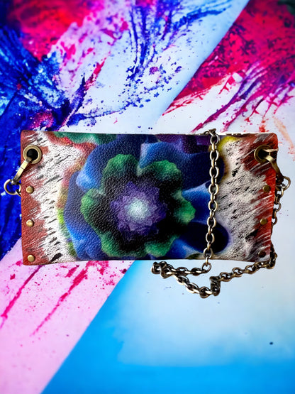 Crossbody Leather Abstract Painted Handbag