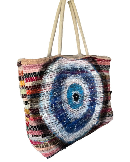 Evil Eye Hand Painted Summer Beach Bag