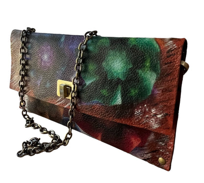 Crossbody Leather Abstract Painted Handbag