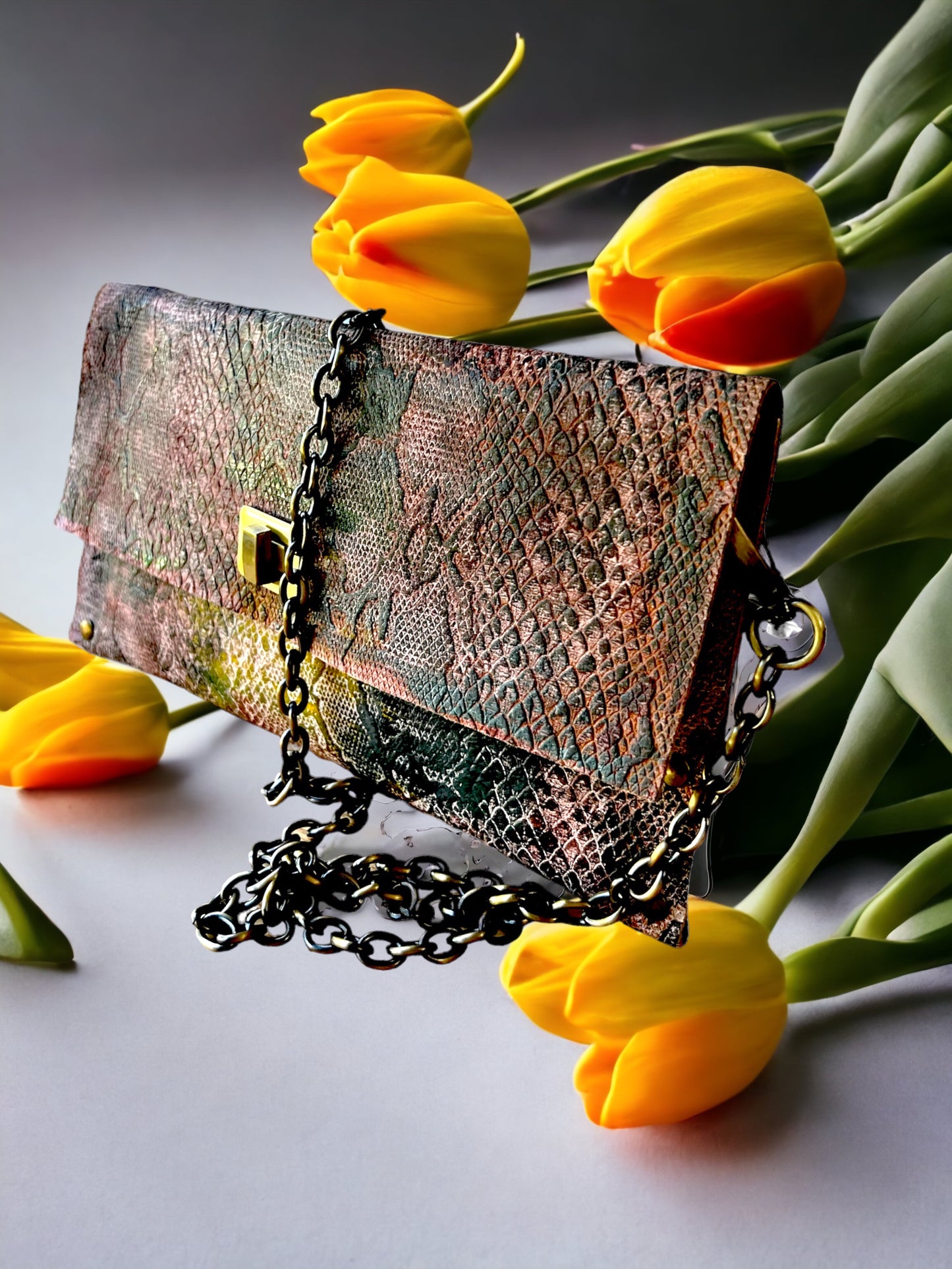 Multicolor Snakeskin Purse